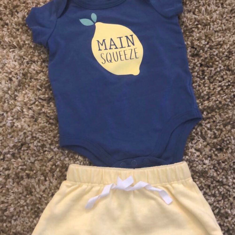 Lemon theme onesie outfit with shorts
